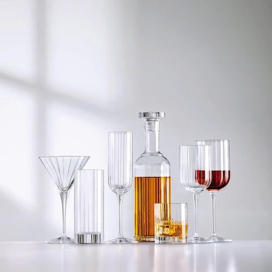 Bach flute sparkling wine glasses set with elegant, etched design.