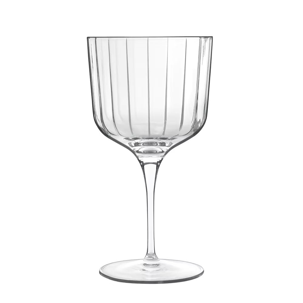 Bach Gin glass with lined details, part of a glass set.