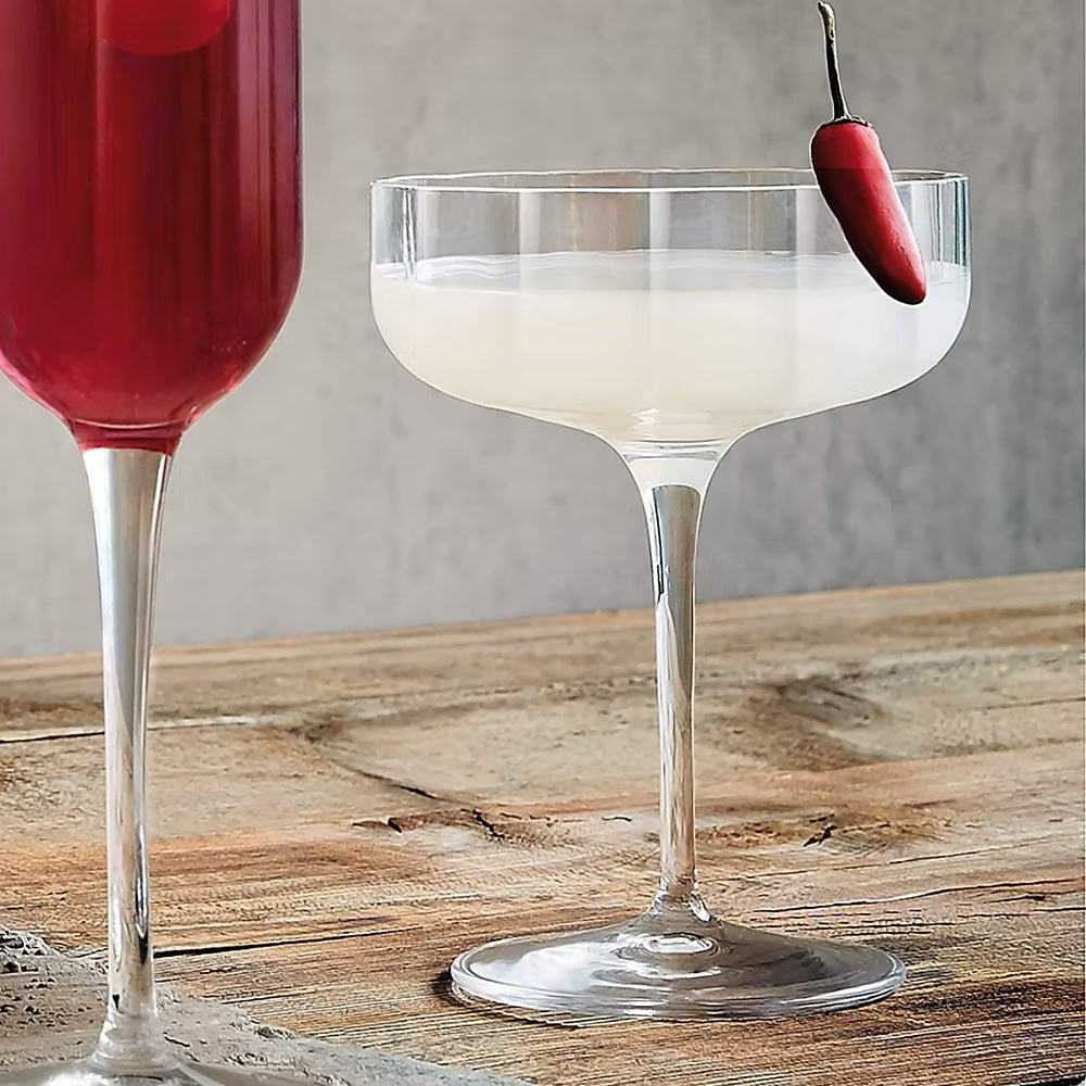 Luigi Bormioli Jazz cocktail glass with chili garnish.