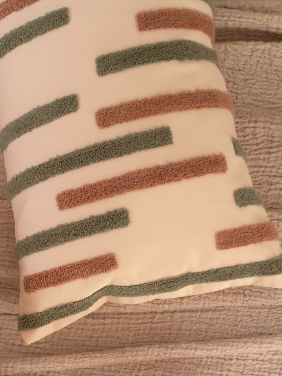Sleeklines Buff Cotton Embroidered Cushion Cover 12" X 18" - Elysian Home Decor