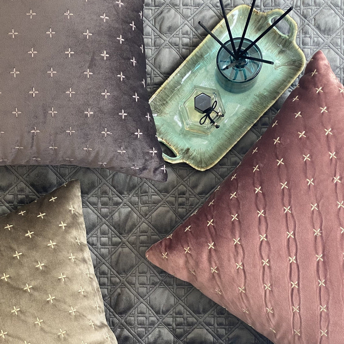 Decorative Sparkle Rose Gold Velvet Cushion Cover 16x16