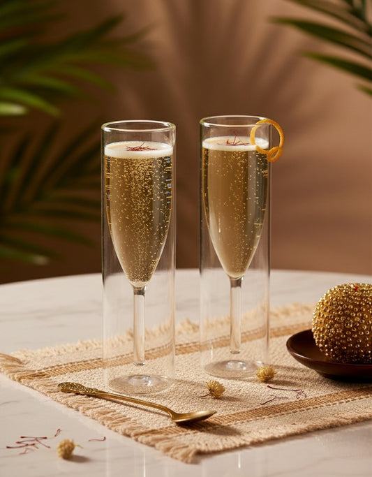 Double Walled Flute Glass Set of Two - Elegant Champagne Flutes