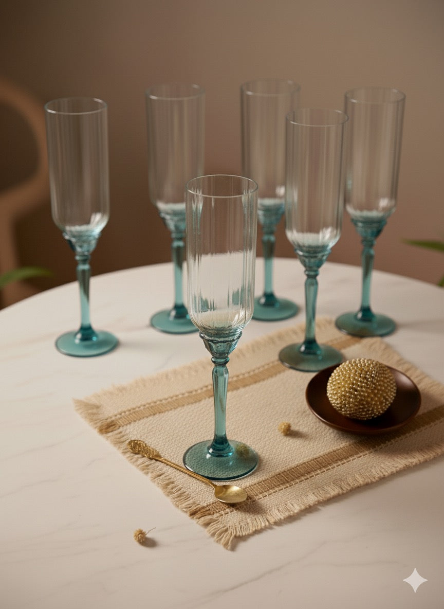 Lucent Blue Champagne Flute – Set of 6