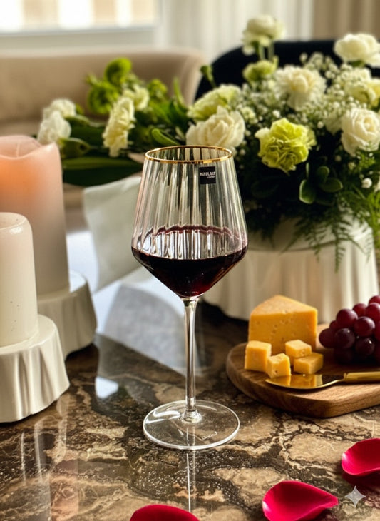 Gold Rimmed Red Wine Glass Set of Six