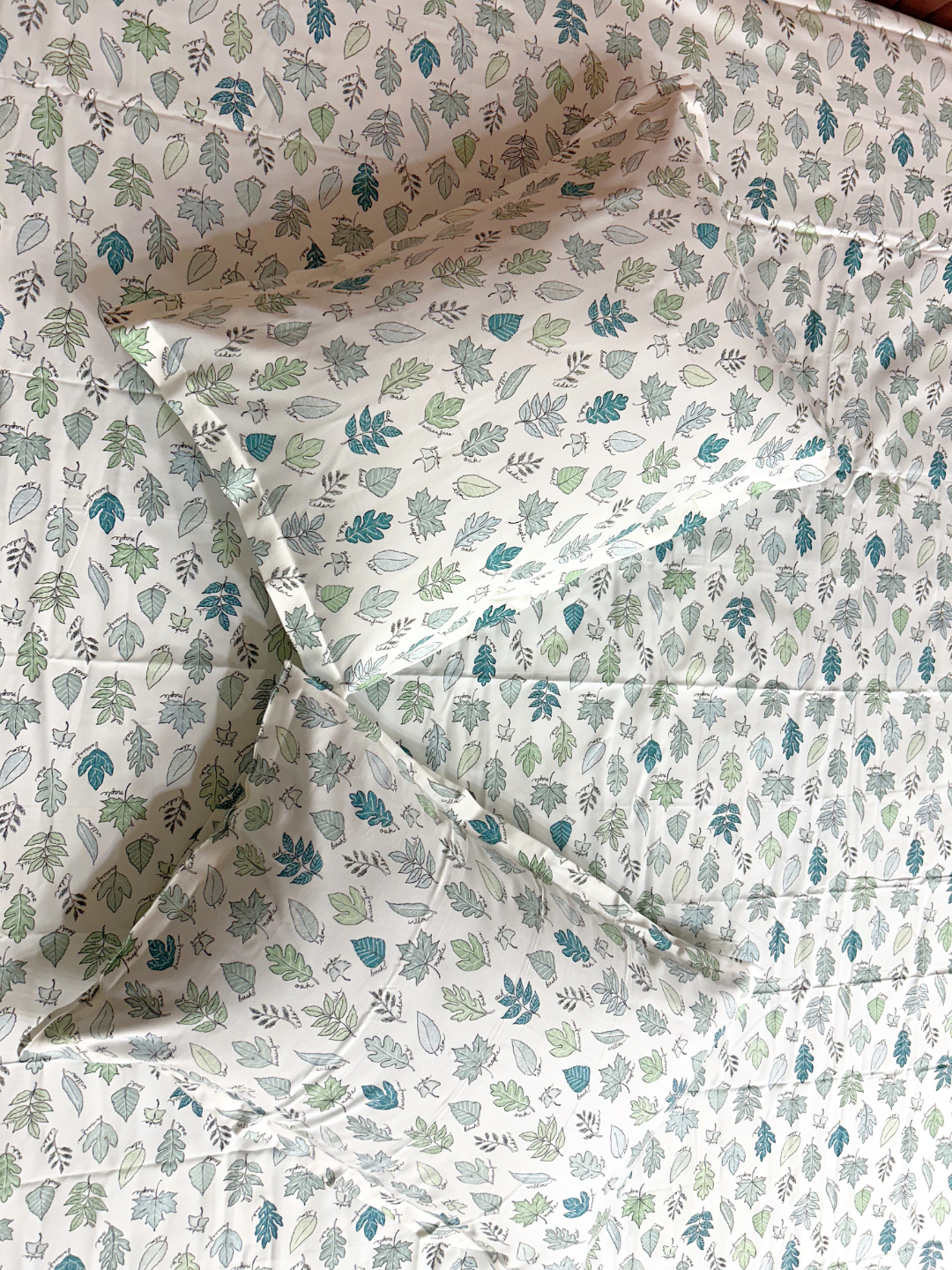 Little Leaves Ivory Printed Cotton Bedsheet Set - Elysian Home Decor