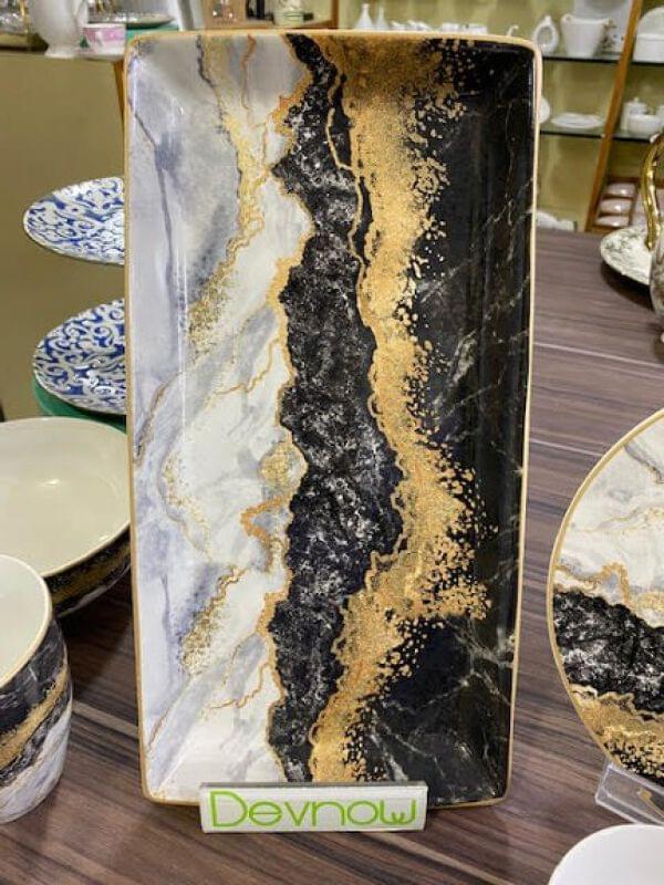 Marquina Gold Marble Rectangular Platter