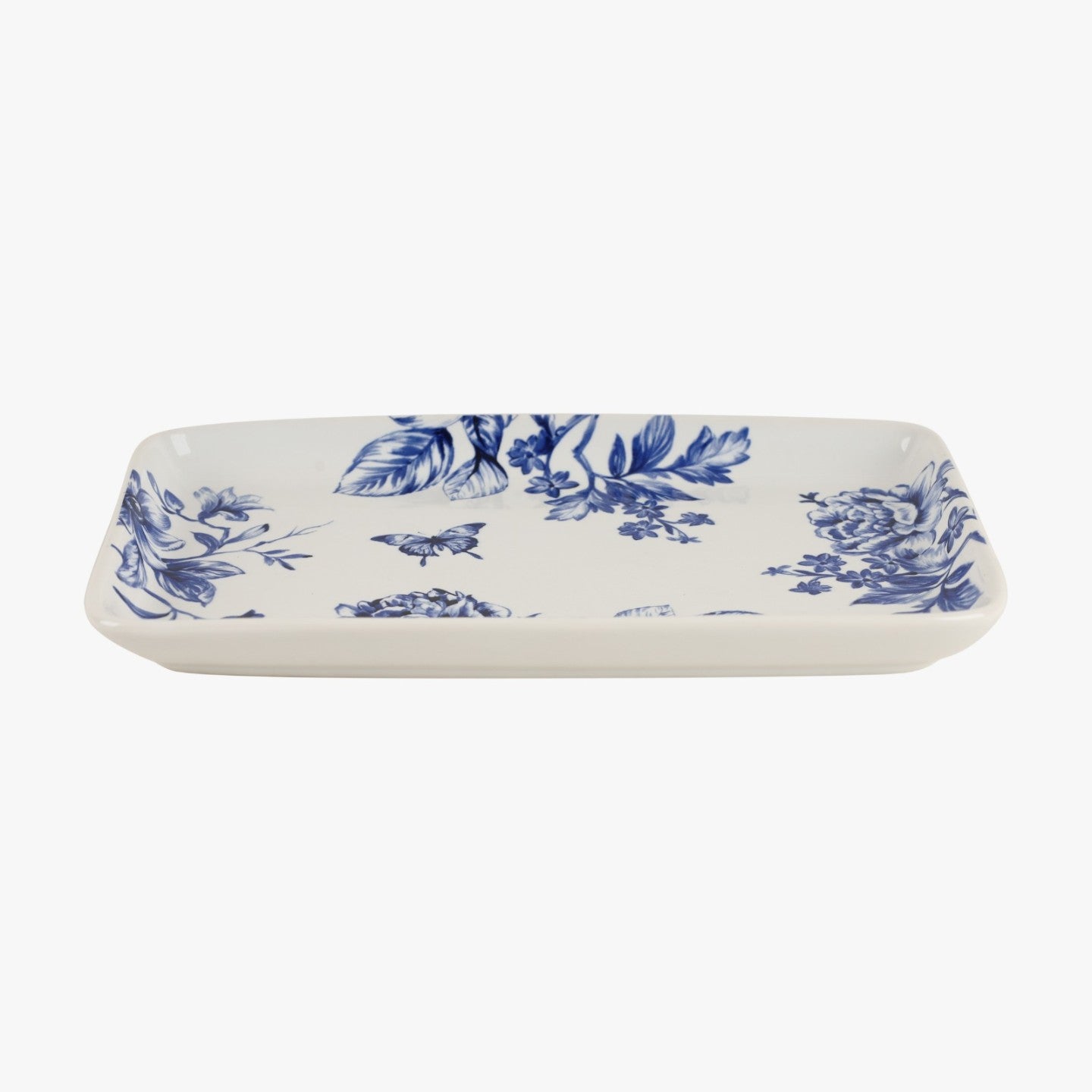 Blue Bloom Rectangular Platter (Set of 2 – 21x13 cm)