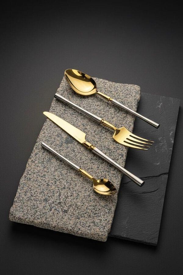 Two-Tone Gold Cutlery Gift Box Set of 24