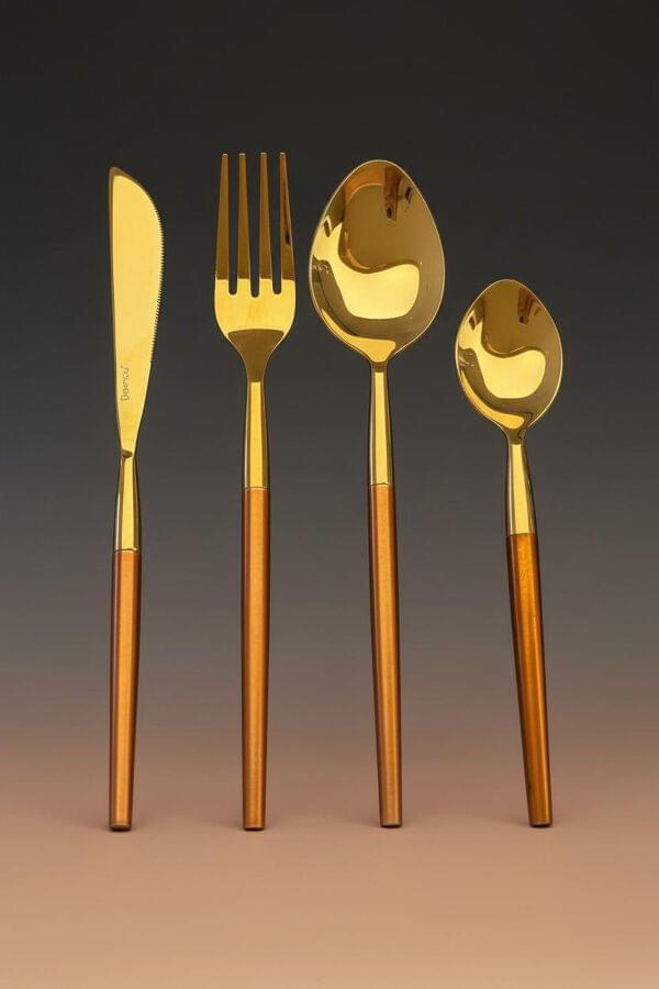 V-Shape Rose Gold Cutlery Set of 24