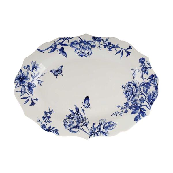 Blue Bloom Oval Serving Platter