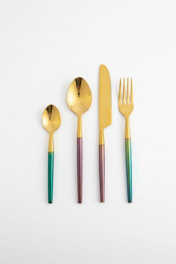 Delujo Rainbow Gold Cutlery Set of 24