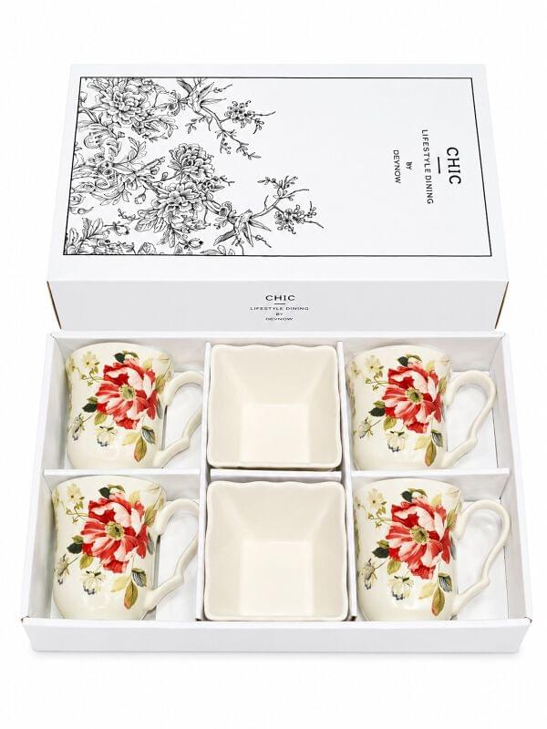 Oriana White Bowl & Mug Set