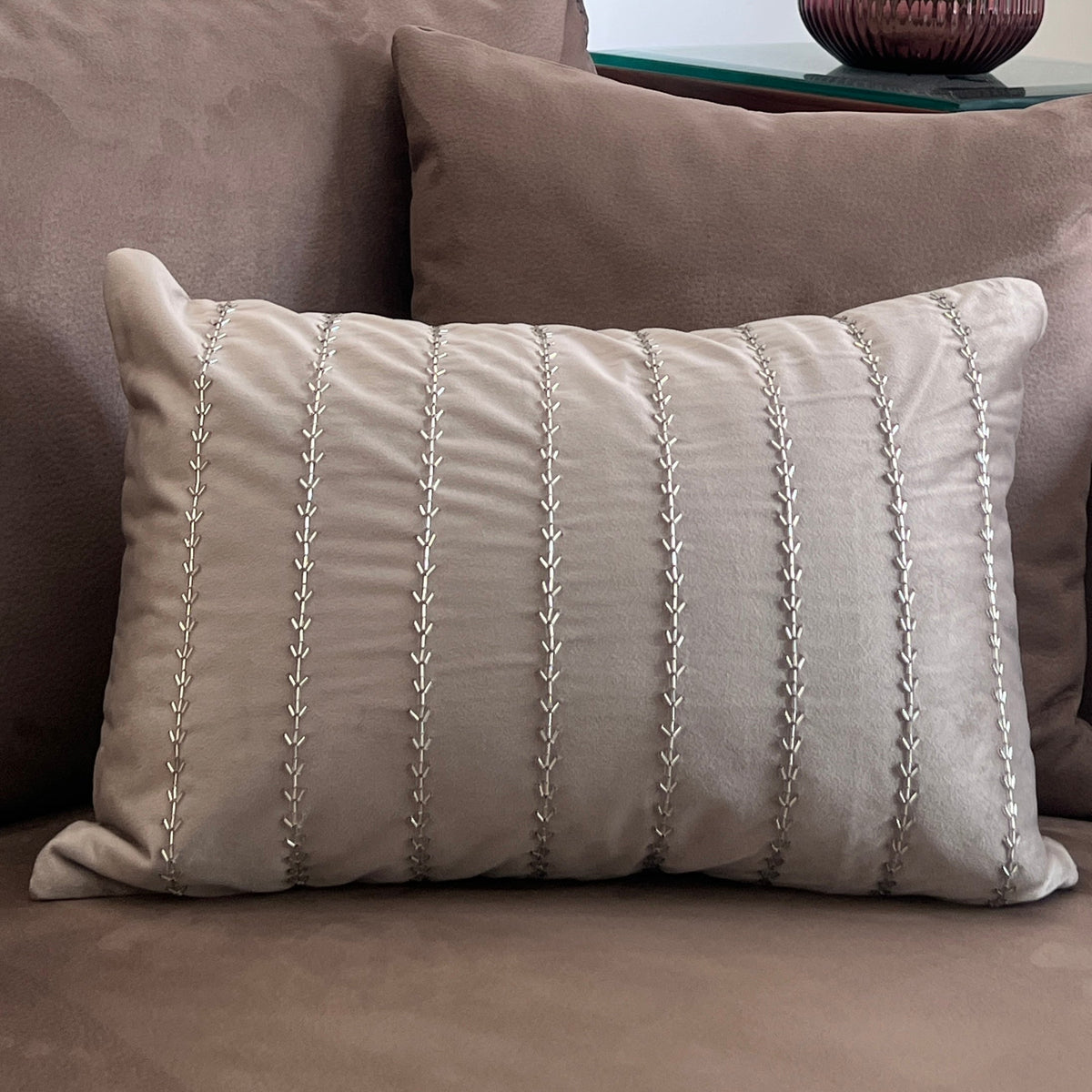 Decorative Skylight Silver Velvet Cushion Cover 12x18 - Elysian Home Decor
