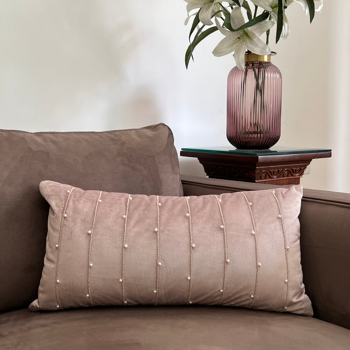 Decorative Twinkle Onion Pink Velvet Cushion Cover 12x24 - Elysian Home Decor