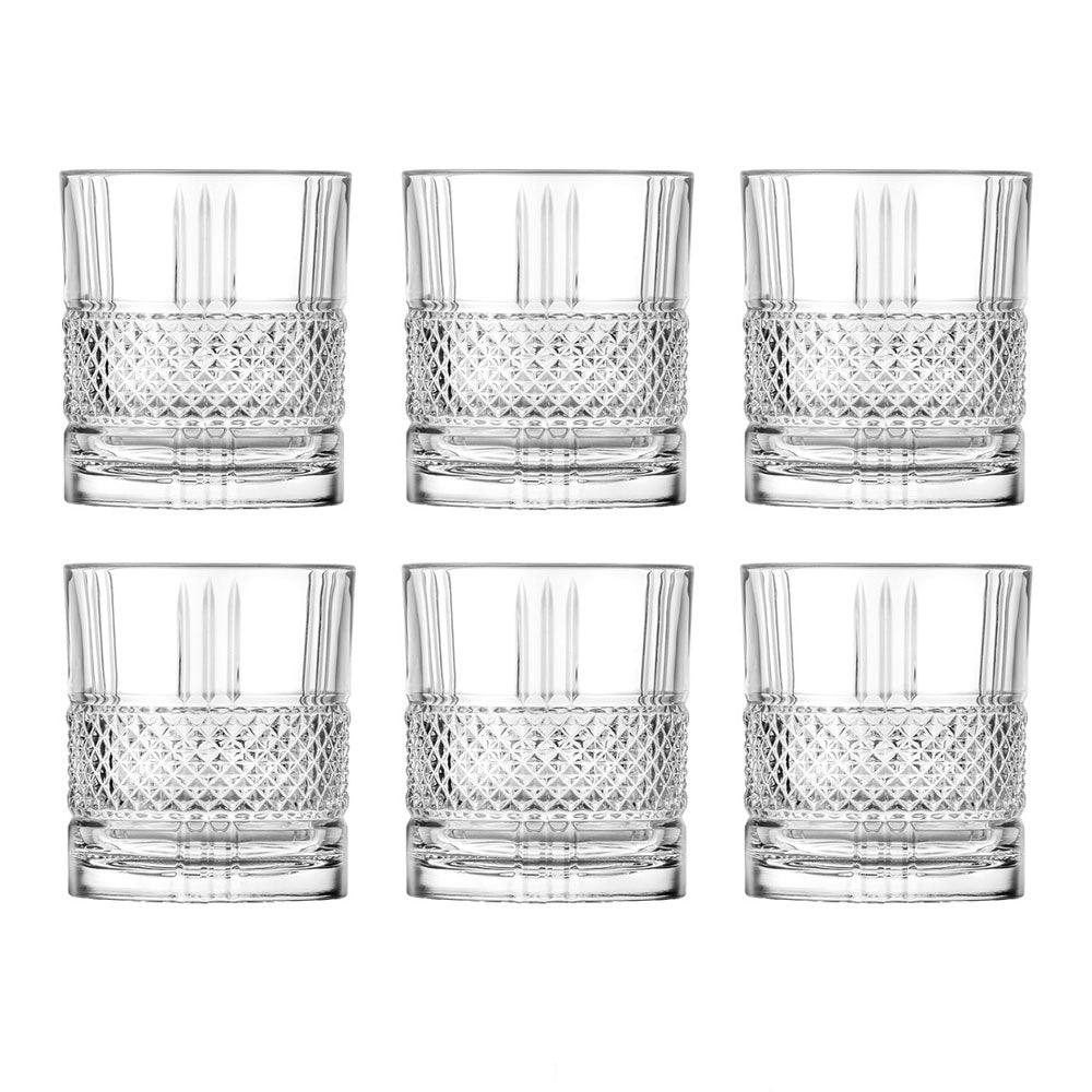 Set of six Brillante DOF tumblers with diamond pattern.