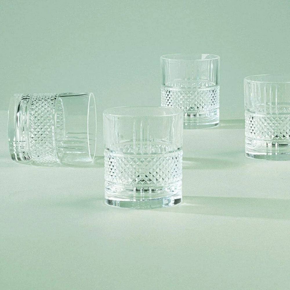 Brillante DOF tumblers set with diamond pattern design, ideal for serving drinks.