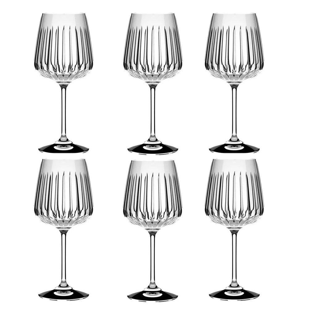 Set of 6, 510ml spritz glasses with linear patterns.