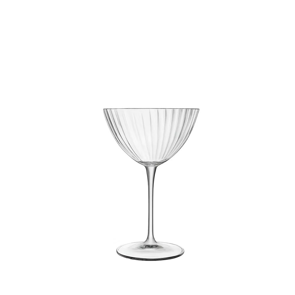Luigi Bormioli Optica martini glass with vertical optic detailing.
