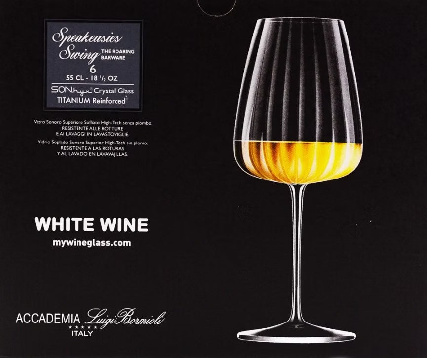 Fluted white wine glass by Luigi Bormioli in crystal glass.
