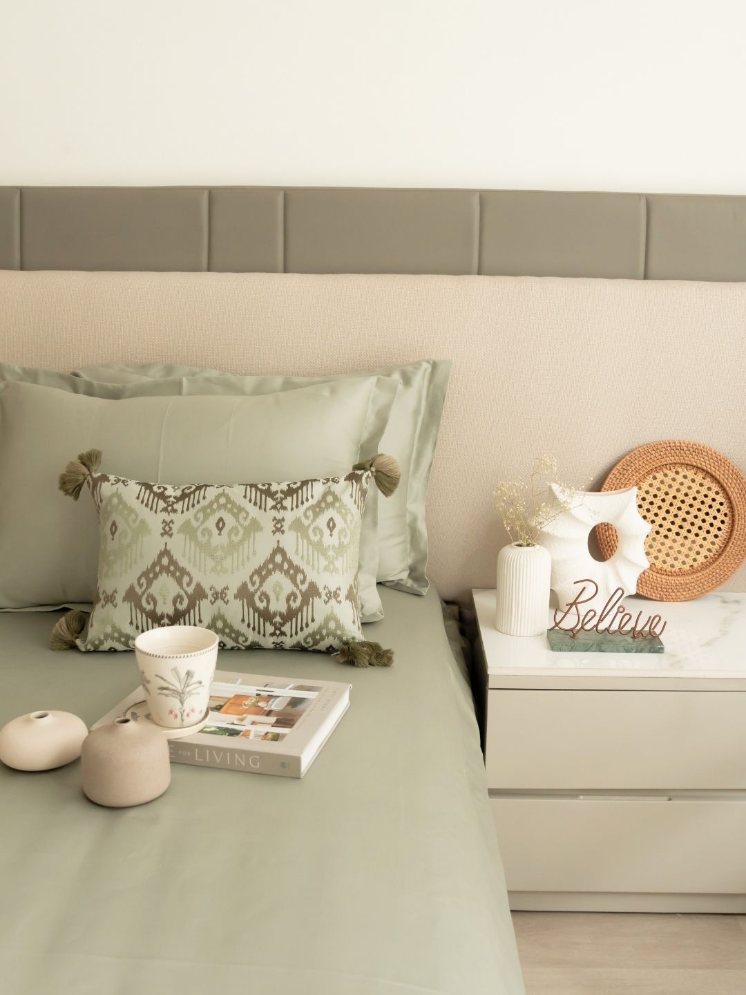 Perth Sage Green Treasure Bedsheet Set - Elysian Home Decor