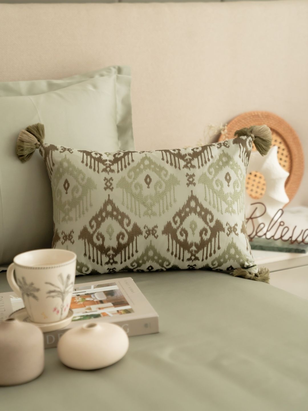 Perth Sage Green Treasure Bedsheet Set - Elysian Home Decor
