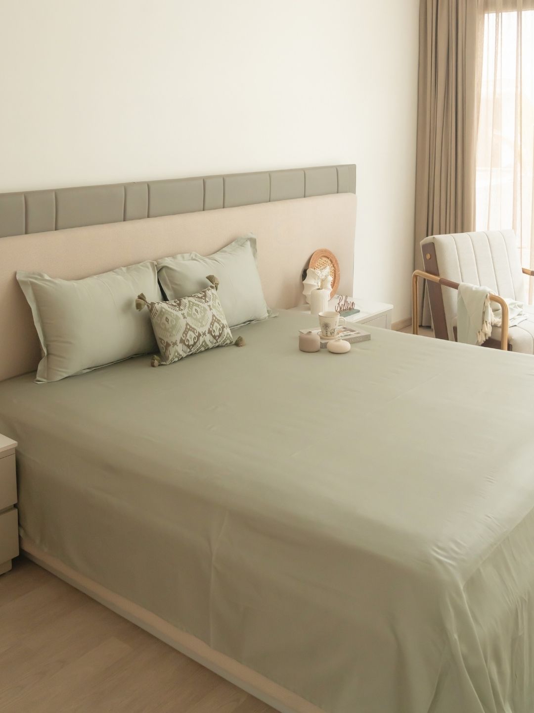 Perth Sage Green Treasure Bedsheet Set - Elysian Home Decor