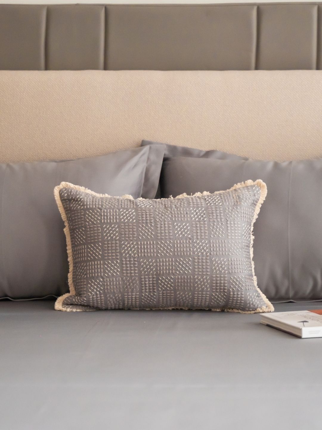Folded pillow covers from the slate treasure bedsheet set