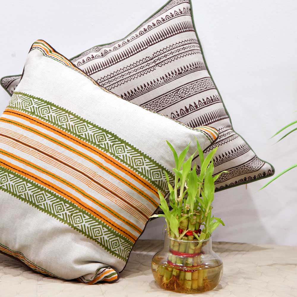 Embroidered Sofa, Car, Office Cushion Cover Ivory Color 1 Piece (16" X 16") - Elysian Home Decor