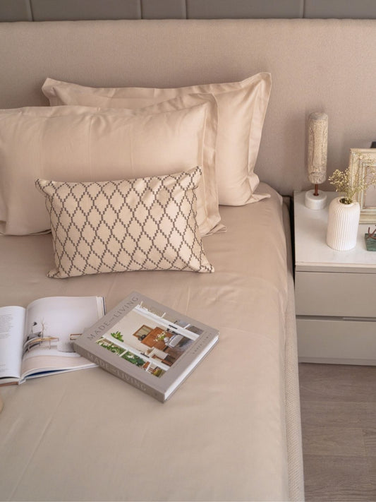 Solasta Oats Beige Treasure Bedsheet Set - Elysian Home Decor