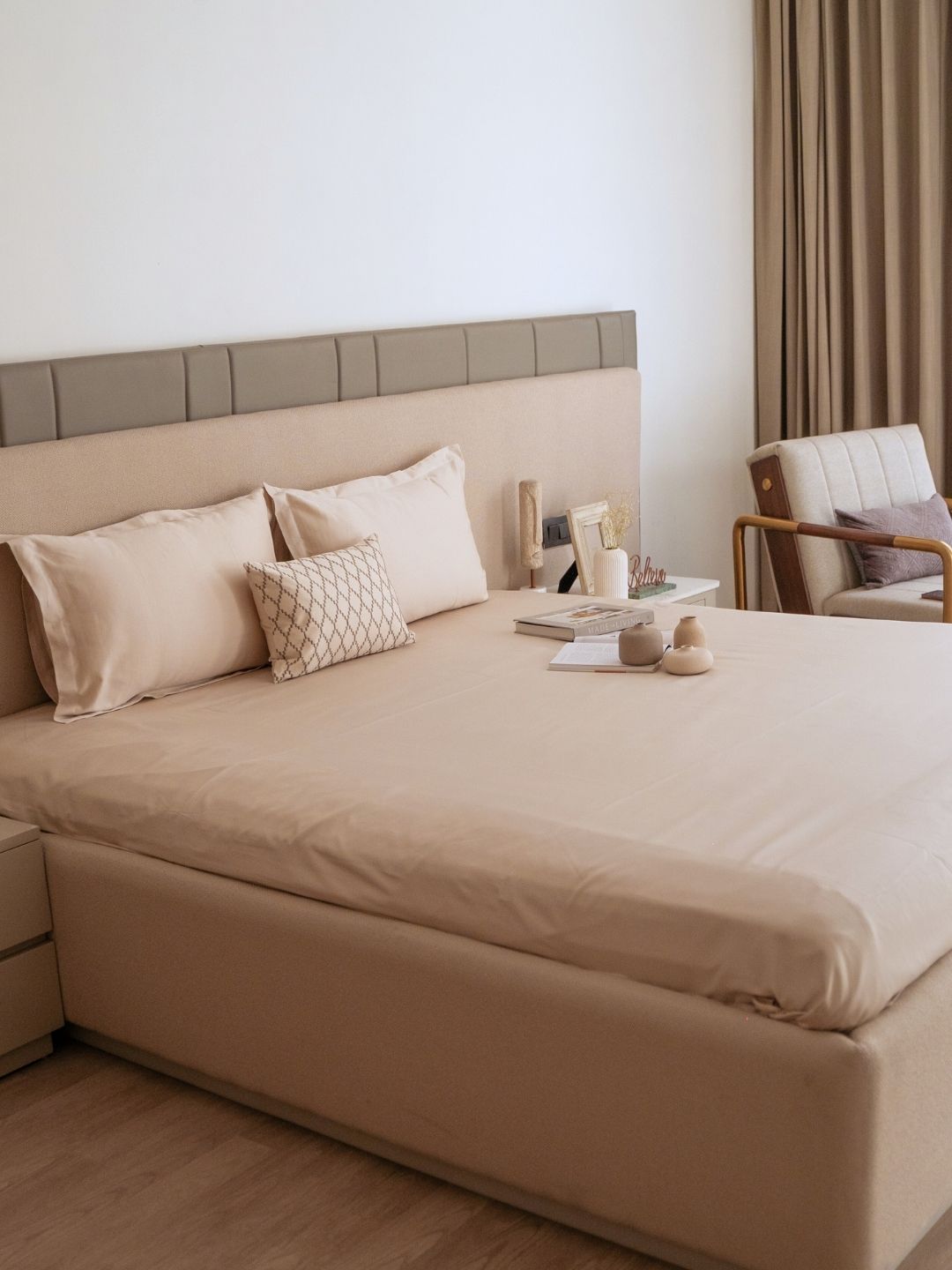 Solasta Oats Beige Treasure Bedsheet Set - Elysian Home Decor