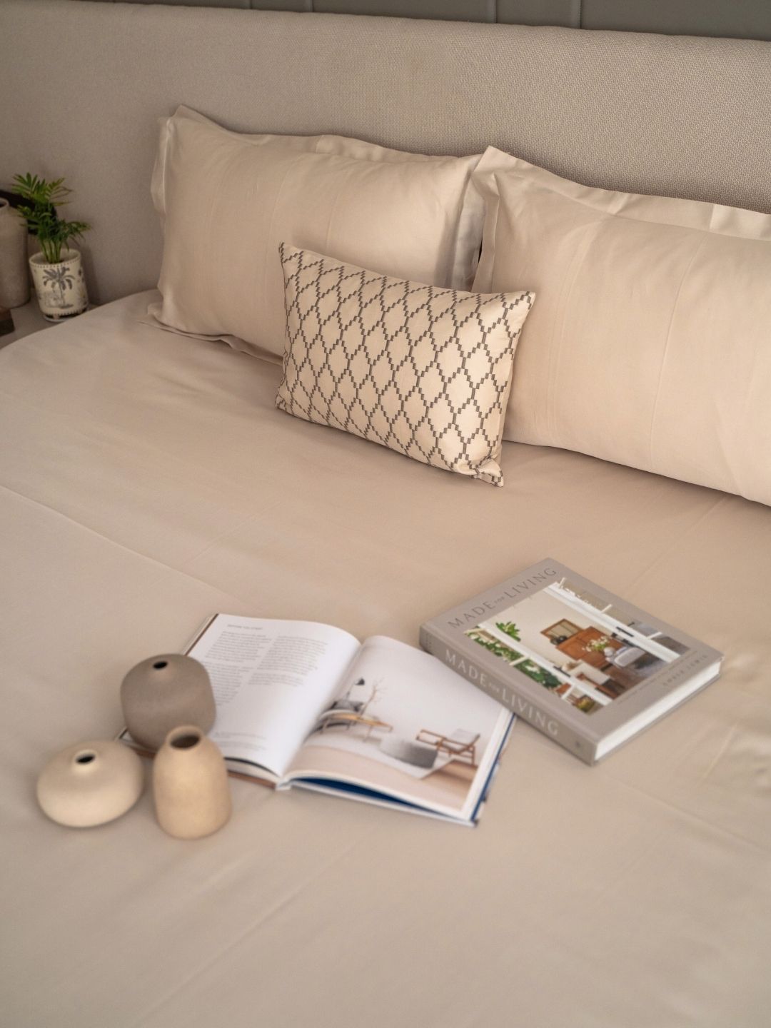 Solasta Oats Beige Treasure Bedsheet Set - Elysian Home Decor