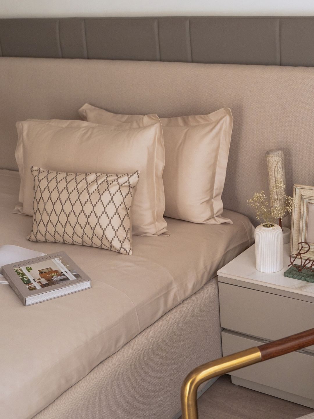 Solasta Oats Beige Treasure Bedsheet Set - Elysian Home Decor