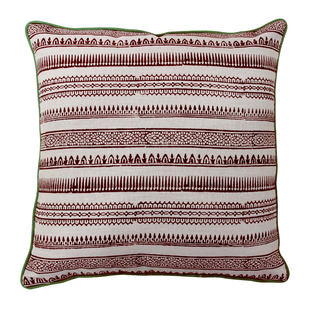 Hand Block Print Cotton Cushion Cover For Home & Garden Ivory Color (16" X 16") - Elysian Home Decor