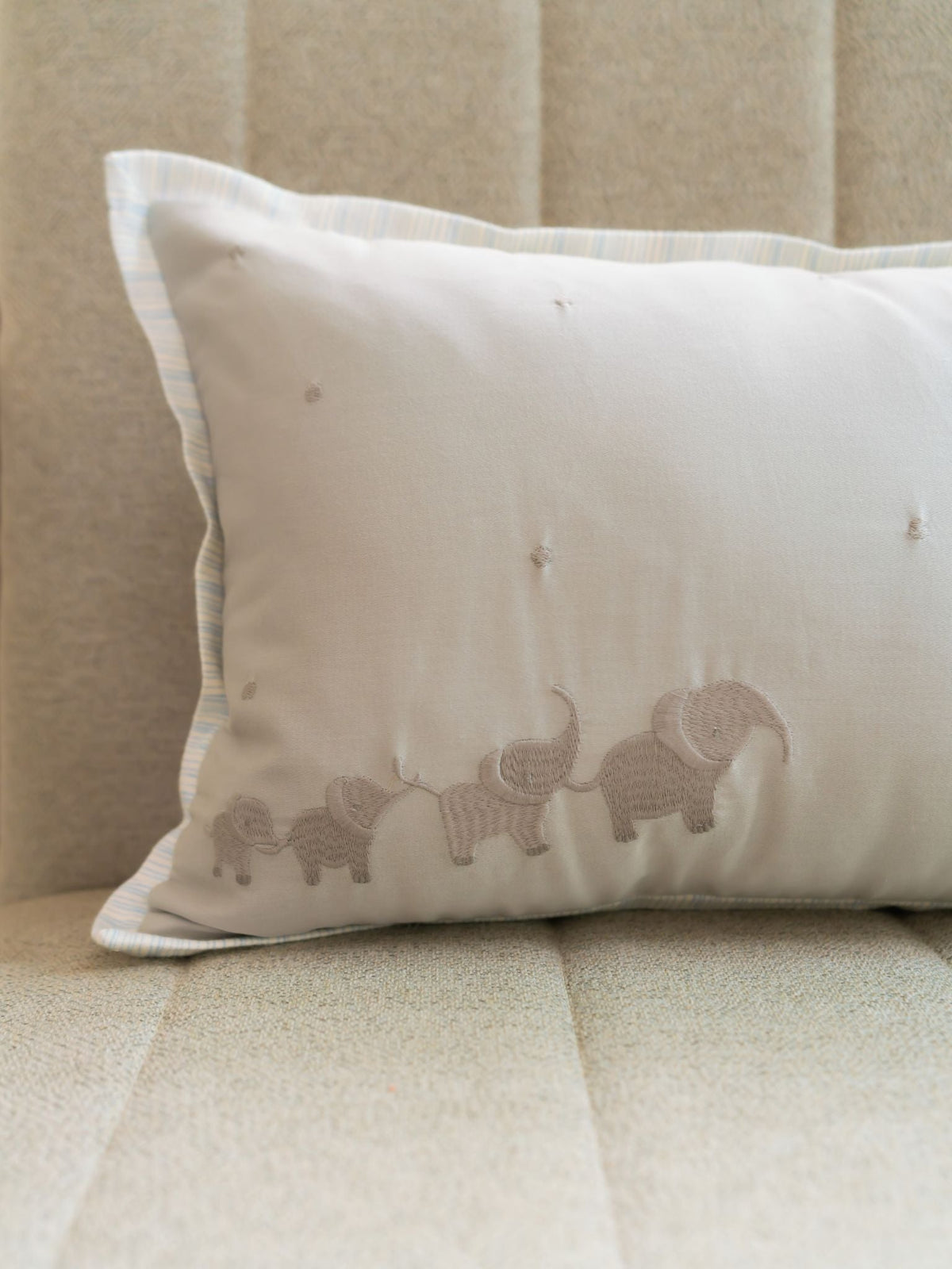 Elle Parade Cotton Embroidered Grey Cushion Cover Kids Design 12" X 18" - Elysian Home Decor