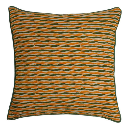 Hand Block Printed Mustard Color Sofa, Bed, Car Cushion Covers (16" X 16") - Elysian Home Decor