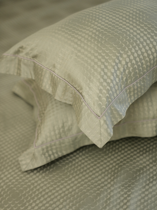 Minted Sage Premium Tencel Jacquard Bedsheet Set with Lace - Elysian Home Decor