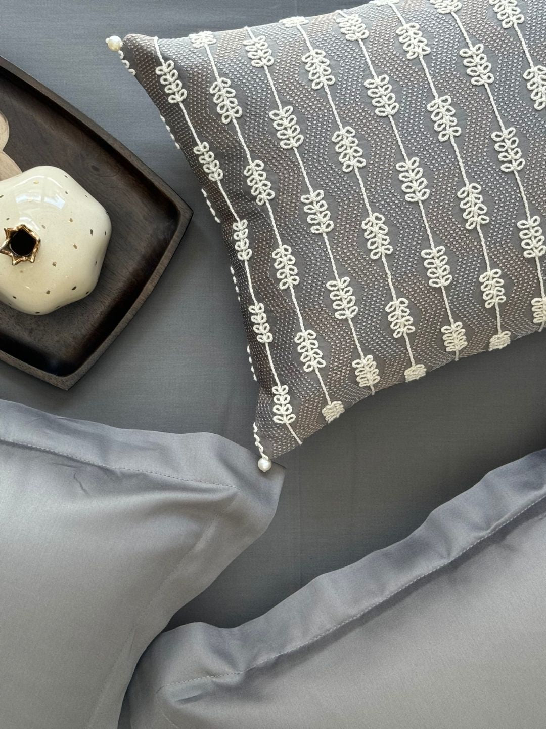 Close-up of elephant grey cotton fabric texture