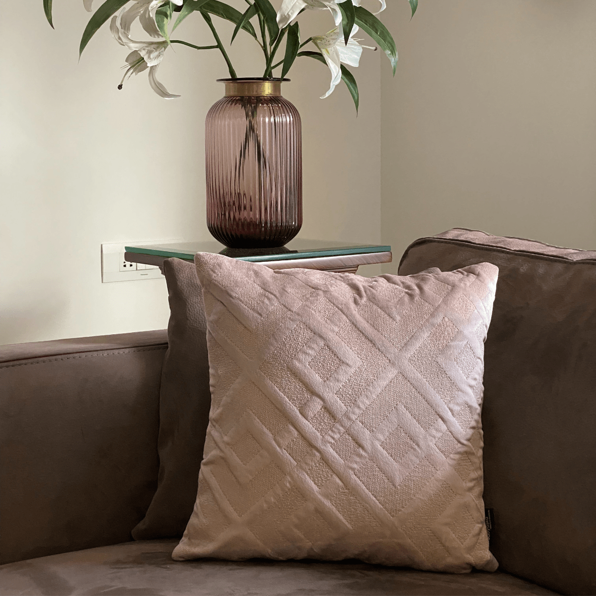 Decorative Resplendent Onion Pink Velvet Cushion Cover 16x16 - Elysian Home Decor