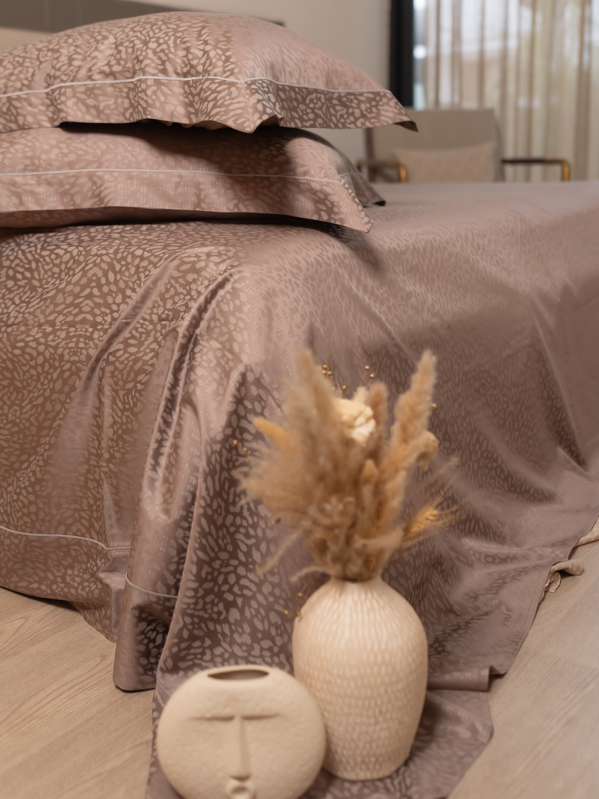 Passion Flower Premium Tencel Jacquard Bedsheet Set with Lace - Elysian Home Decor