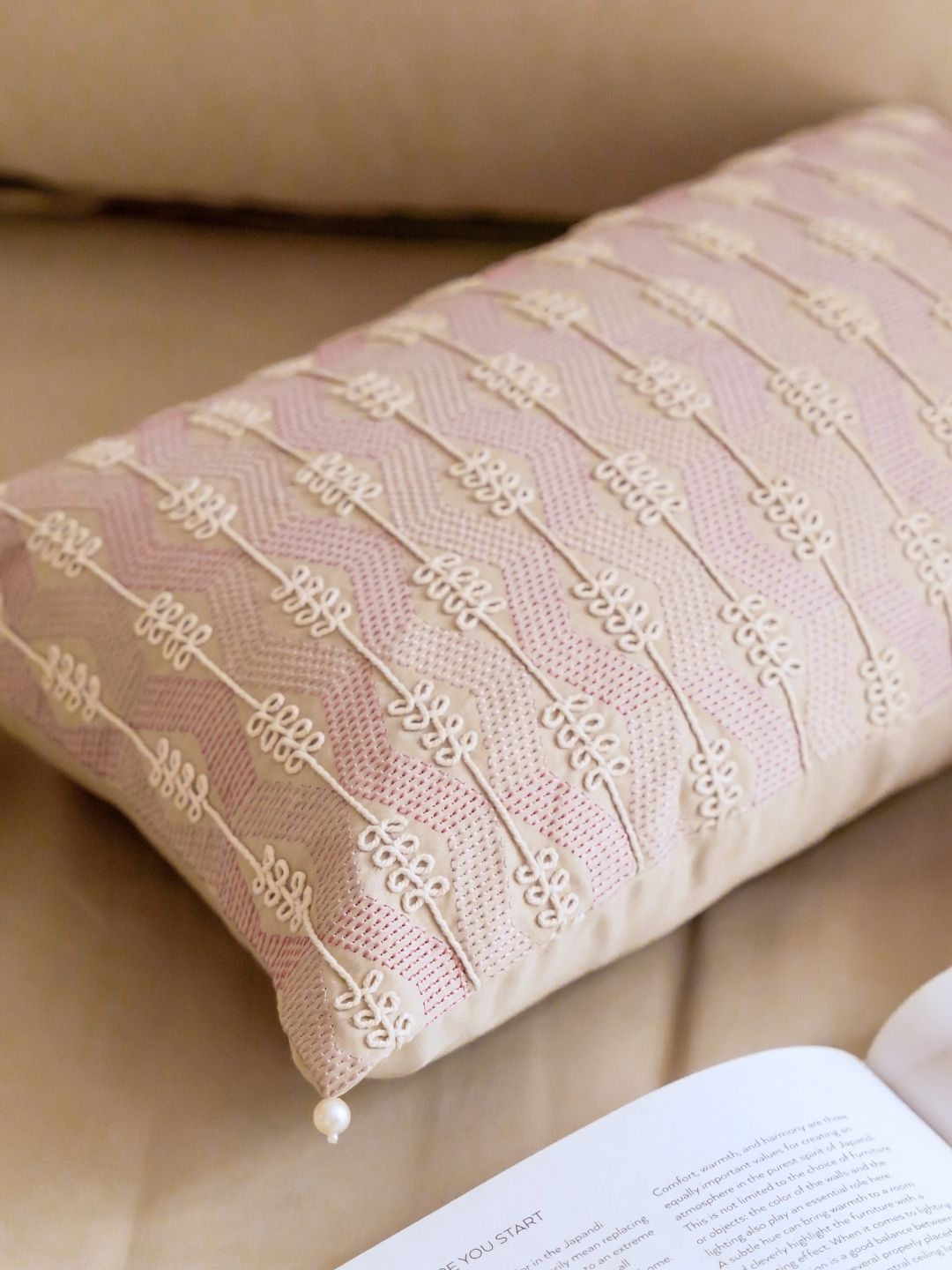 Close-up of beige cotton fabric texture