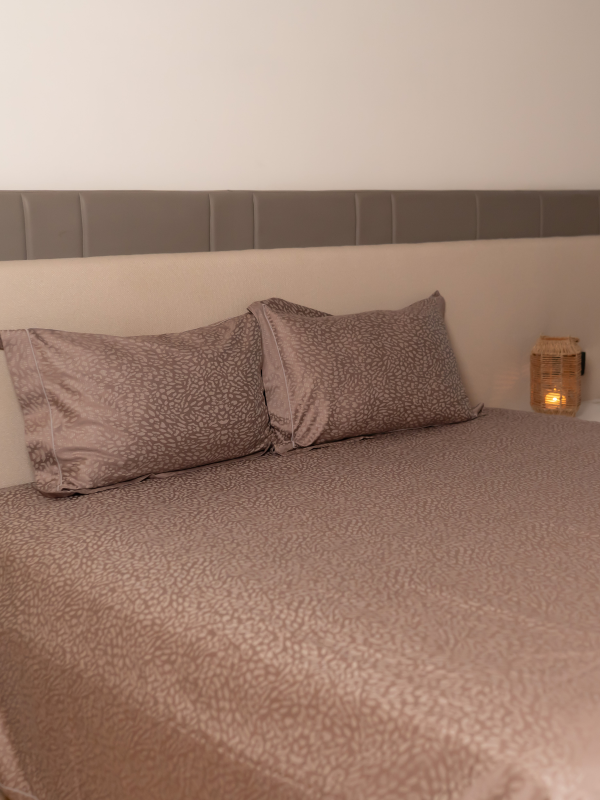 Passion Flower Premium Tencel Jacquard Bedsheet Set with Lace - Elysian Home Decor