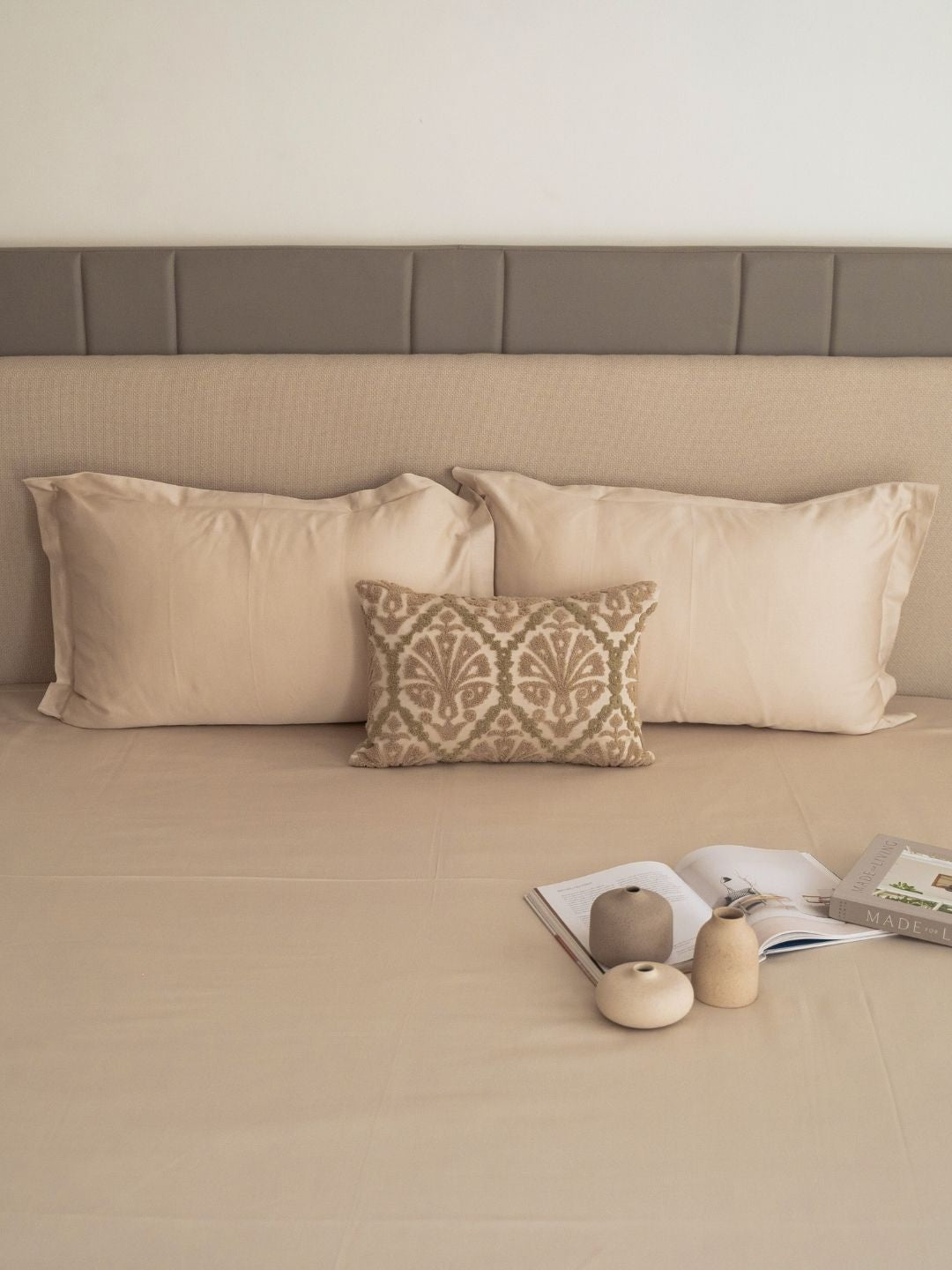 Folded oats beige pillow covers