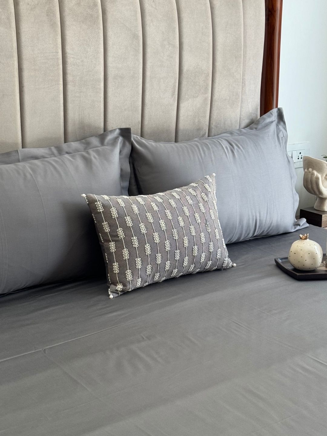 Folded elephant grey pillow covers