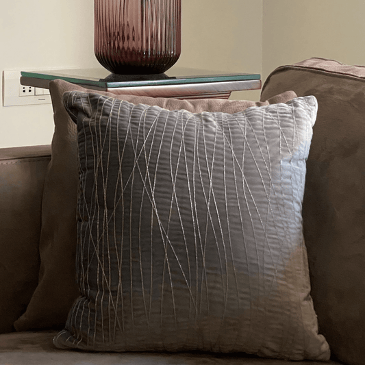 Decorative Silver Stream Dark Grey Velvet Cushion Cover 16x16 - Elysian Home Decor
