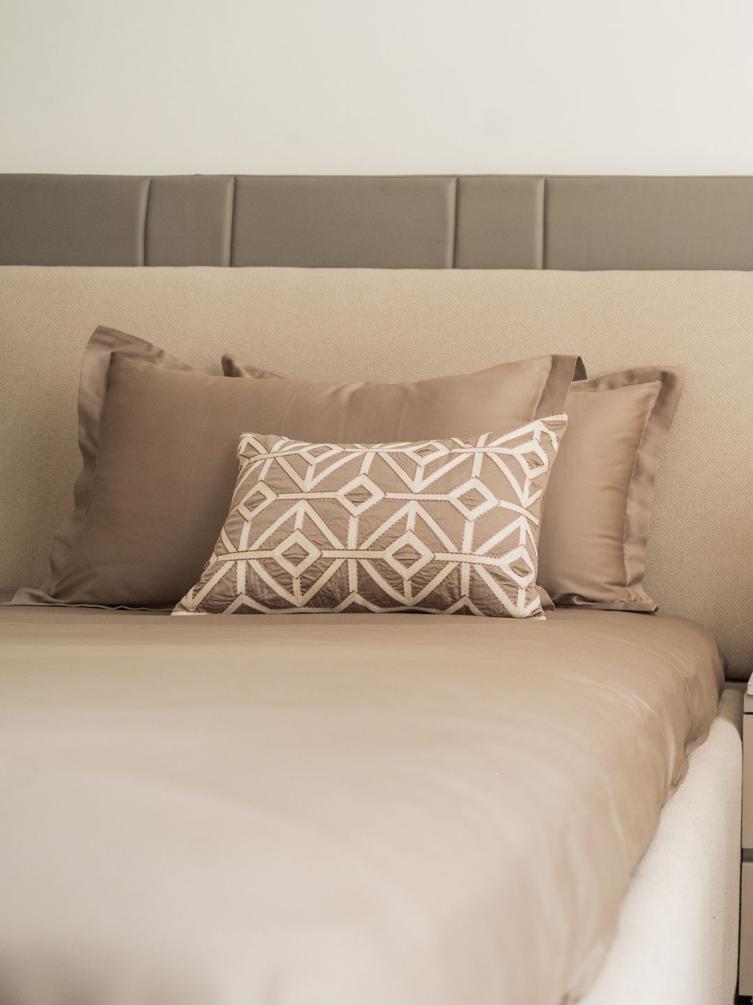 Azure mocha cushion cover corner detail