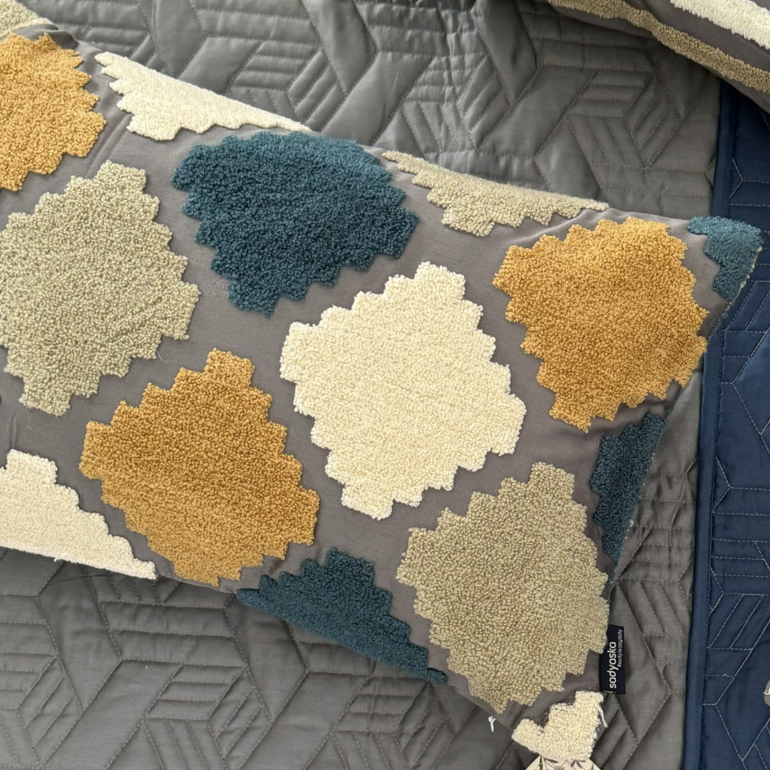 Nicobar Cotton Embroidered Cushion Cover (Size : 12"X18") - Elysian Home Decor