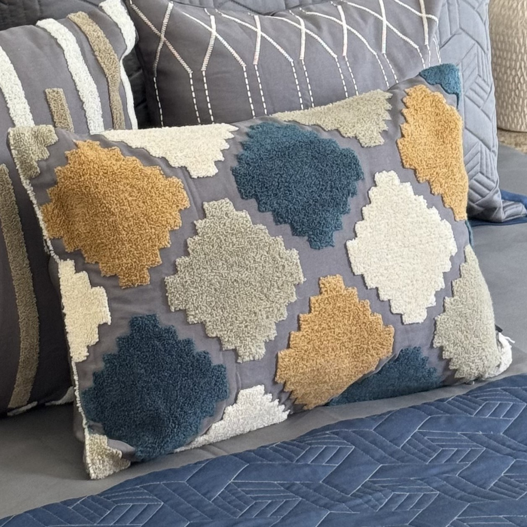 Nicobar Cotton Embroidered Cushion Cover (Size : 12"X18") - Elysian Home Decor