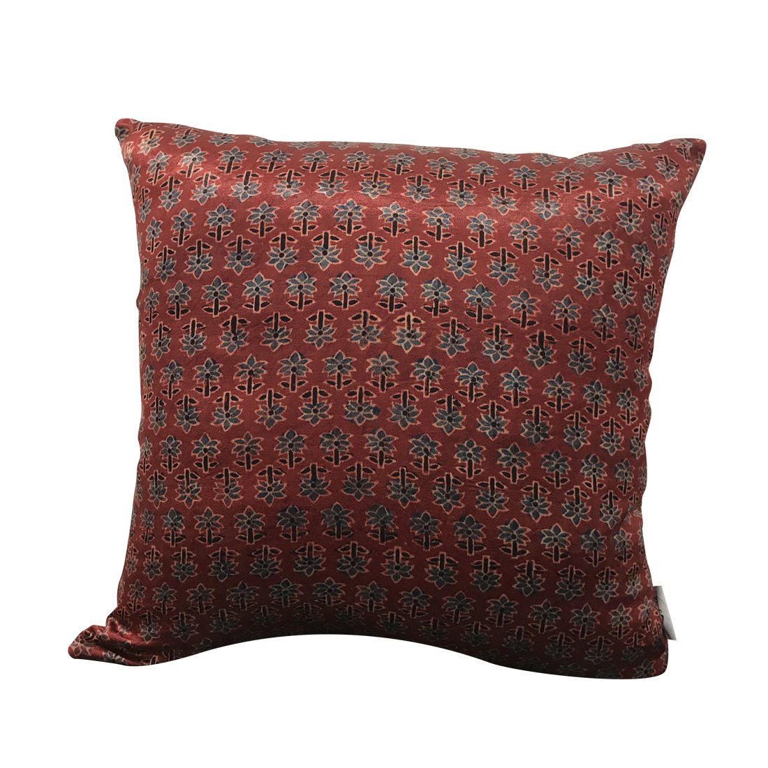 Sadyaska Ajrakh Print Cushion Cover 16x16 Maroon Color