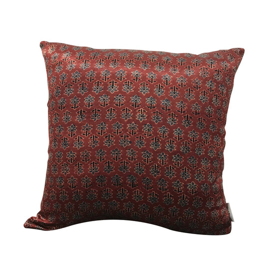 Sadyaska Ajrakh Print Cushion Cover 16x16 Maroon Color
