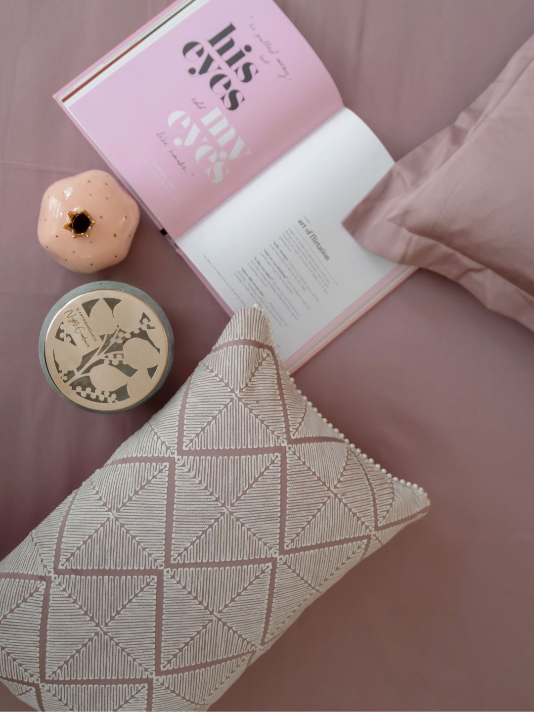Folded old rose pillow covers